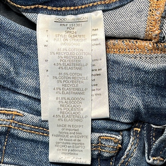 Good American Pull on Straight Indigo Jeans.  Size Large. - Picture 11 of 12